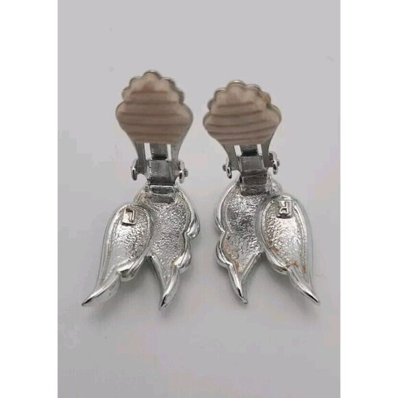 VTG Sarah Coventry Silver Rhinestone Angel Wings Clip On Earrings Free Shipping - Picture 8 of 9